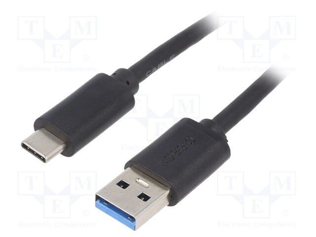 Cable; USB 3.1; USB A plug,USB C plug; nickel plated; 1.8m; black