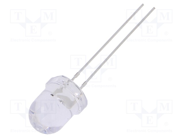 LED; 8mm; red; 2180÷3000mcd; 30°; Front: convex; Pitch: 2.54mm