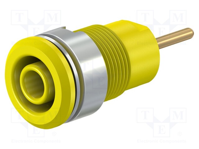 Socket; 4mm banana; 24A; 1kV; Cutout: Ø12.2mm; yellow; gold-plated