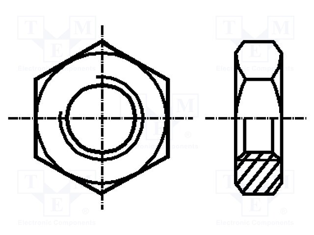 Nut; hexagonal; M4; brass; Plating: without coating; H: 2.2mm; 7mm