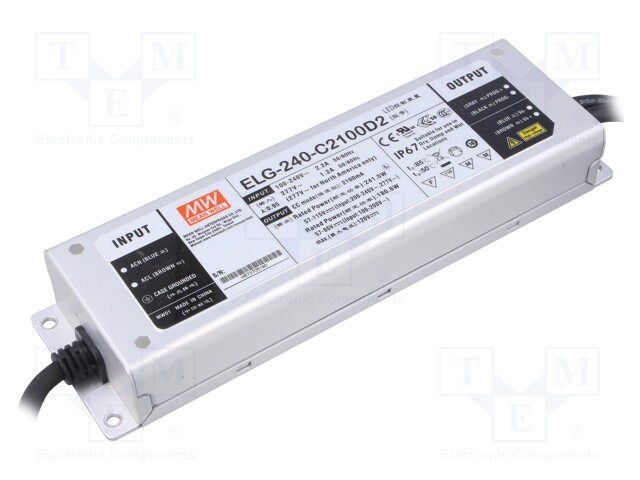 Power supply: switched-mode; LED; 241.5W; 57÷115VDC; 2.1A; IP67