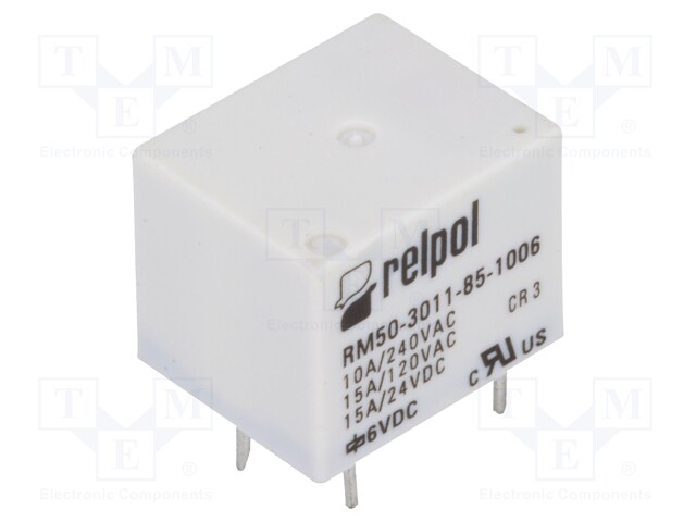Relay: electromagnetic; SPDT; Ucoil: 6VDC; 10A; max.277VAC; 100Ω