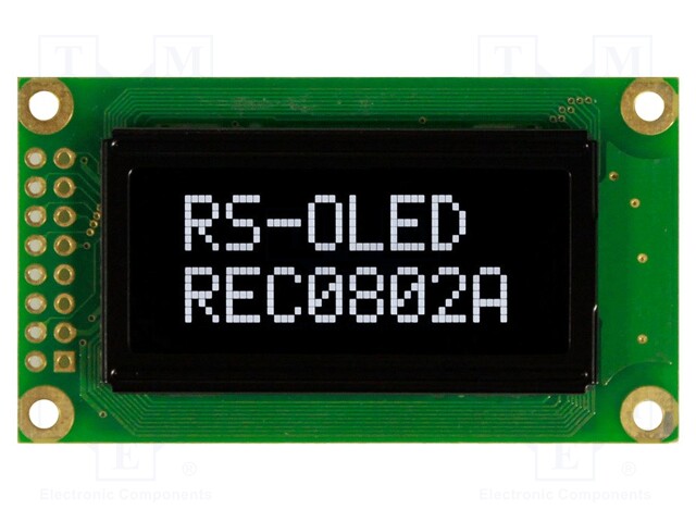 Display: OLED; alphanumeric; 8x2; Dim: 58x32x10mm; white; PIN: 16