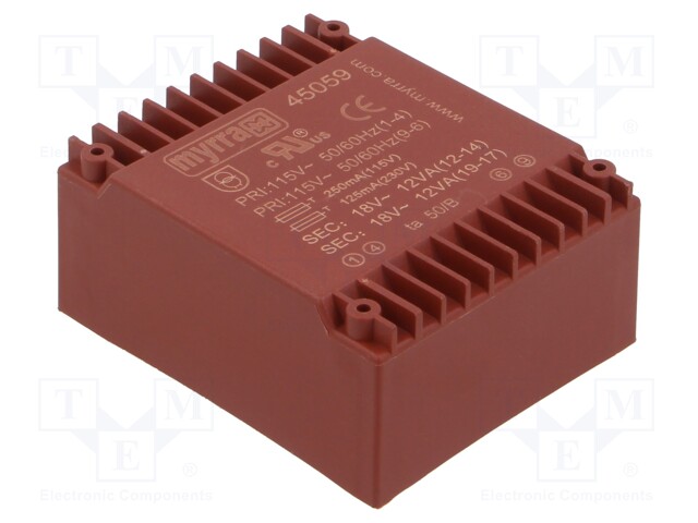 Transformer: encapsulated; 24VA; 115/230VAC; 18V; 18V; 667mA; 667mA