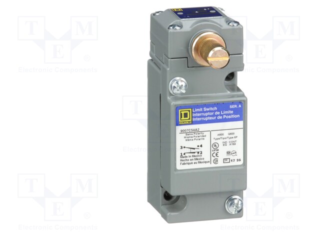 Limit Switch, Side Rotary, SPDT-1NO, SPDT-NC, 10 A, 600 V, 4 lbf