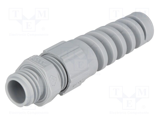 Cable gland; with strain relief; M12; IP68; Mat: polyamide; grey