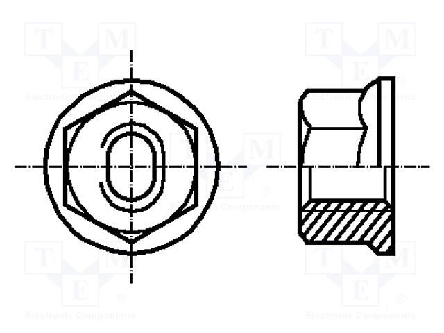 Nut; with flange; hexagonal; M6; steel; Plating: zinc; Pitch: 1,0