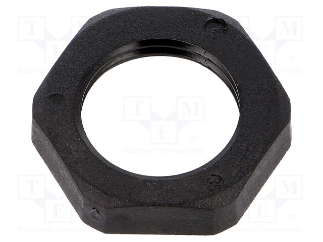 Nut; M16; polyamide; UL94V-0; D: 5mm; Spanner: 17mm; black; -40÷100°C