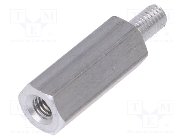 Screwed spacer sleeve; Int.thread: M3; 15mm; Ext.thread: M3