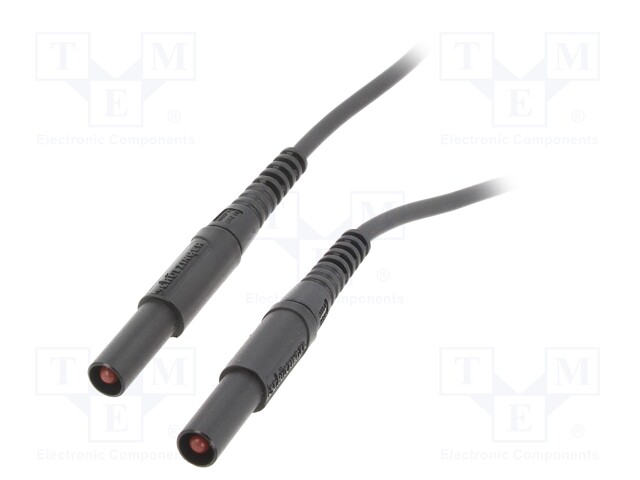 Test lead; 16A; 4mm banana plug-4mm banana plug; Len: 1m; black