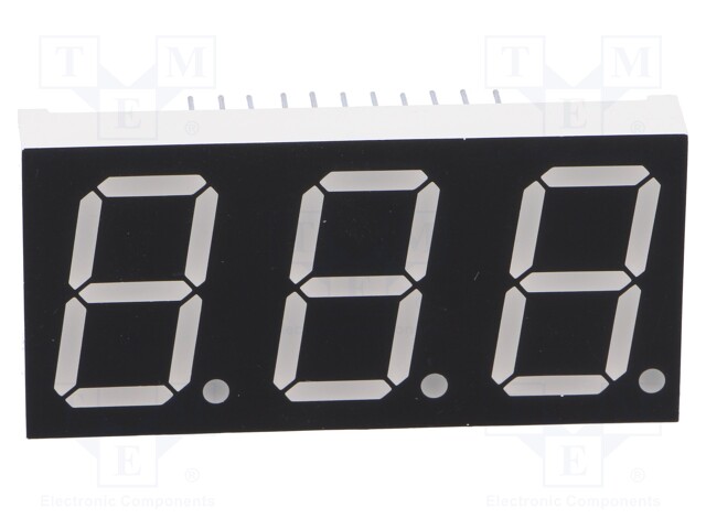 Display: LED; 7-segment; 20.32mm; 0.8"; No.char: 3; green; 7.6mcd