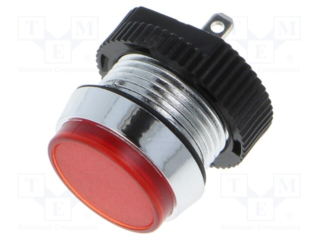 Indicator: LED; flat; red; 24÷28VDC; Ø16mm; IP67; polycarbonate