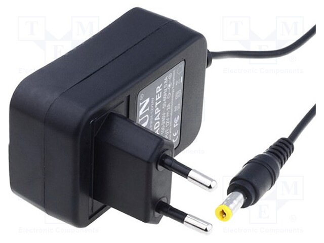 Power supply: switched-mode; 12VDC; 0.5A; Out: 5,5/2,1; 6W; Plug: EU