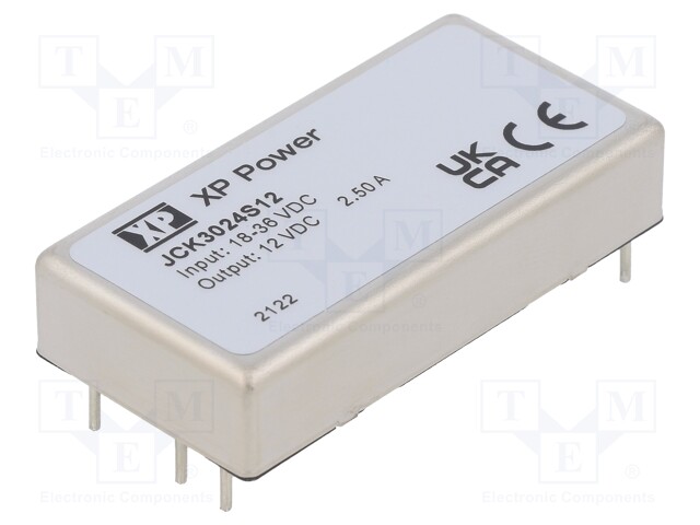 Isolated Board Mount DC/DC Converter, 2:1 Input, ITE, 1 Output, 30 W, 12 V, 2.5 A