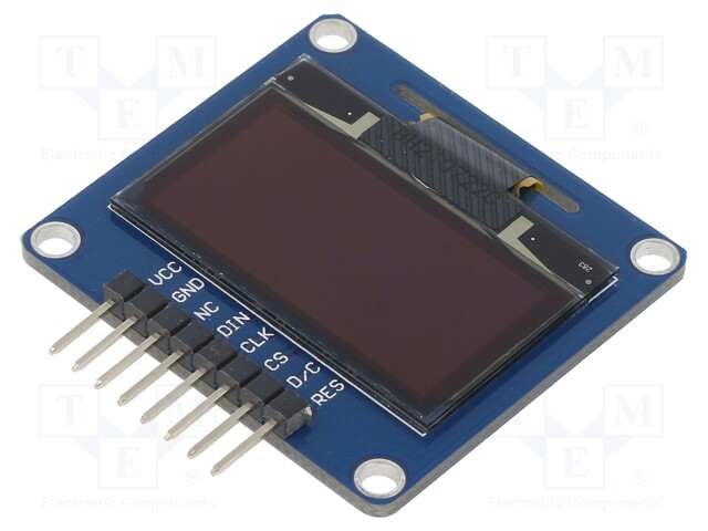 Display: OLED; 1.3"; 128x64; 40.5x37.5mm; blue; PIN: 8; 3.3÷5VDC