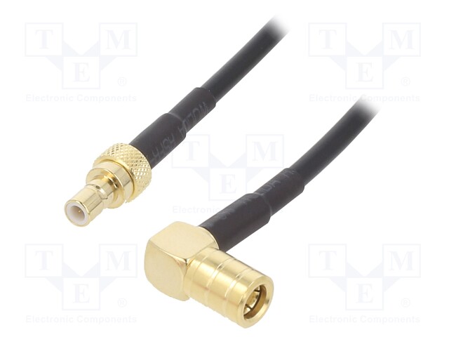 Cable; 1m; SMB male,SMB female; black; angled,straight