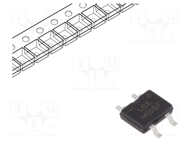 Single-phase bridge rectifier; Urmax: 600V; If: 0.5A; Ifsm: 35A