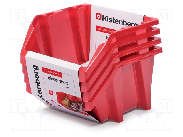 Container: cuvette; red; 238x272x160mm; 4pcs; KBISS28; BINEER