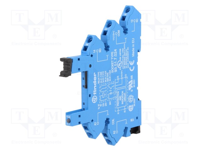 Socket; 6A; Mounting: DIN; Leads: spring clamps; -40÷70°C; IP20