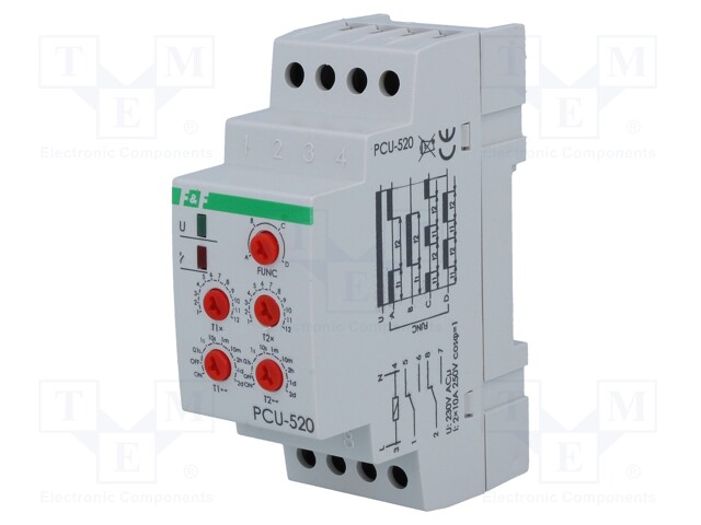 Timer; 0,1s÷24days; DPDT; 250VAC/10A; 230VAC; DIN; -25÷50°C; PIN: 8