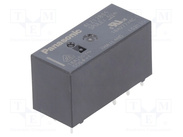 Relay: electromagnetic; SPDT; Ucoil: 5VDC; 16A/250VAC; max.250VAC