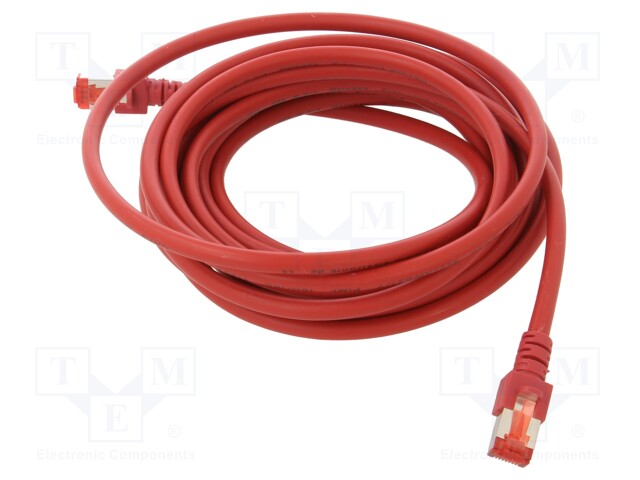 Patch cord; S/FTP; 6; stranded; Cu; LSZH; red; 5m; 27AWG