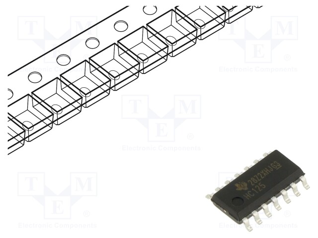 Buffer/Line Driver, Non Inverting, 74HC125, 74HC Family, 2V to 6V Supply, SOIC-14