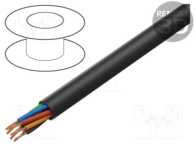 Wire: loudspeaker cable; 8x13AWG; stranded; OFC; black; unshielded