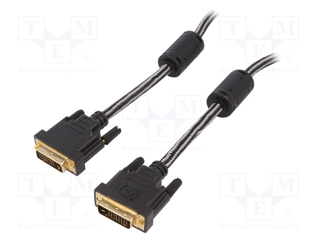 Cable; dual link; DVI-D (24+1) plug,both sides; 3m; black; 30AWG