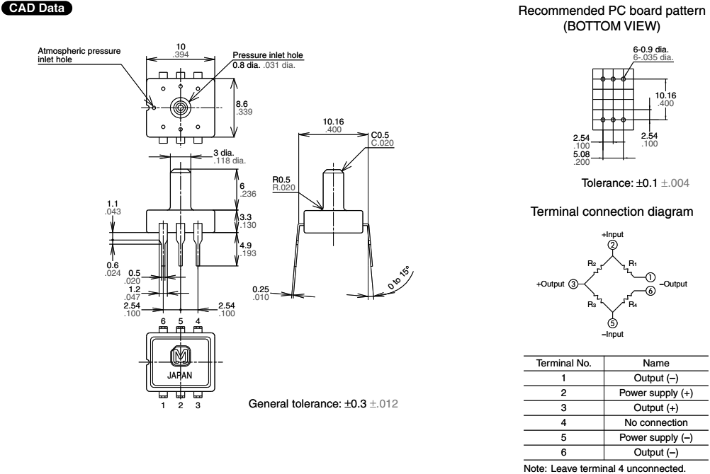 Sensor: pressure; Range: 0÷490kPa; differential; -20÷100°C; PIN: 6