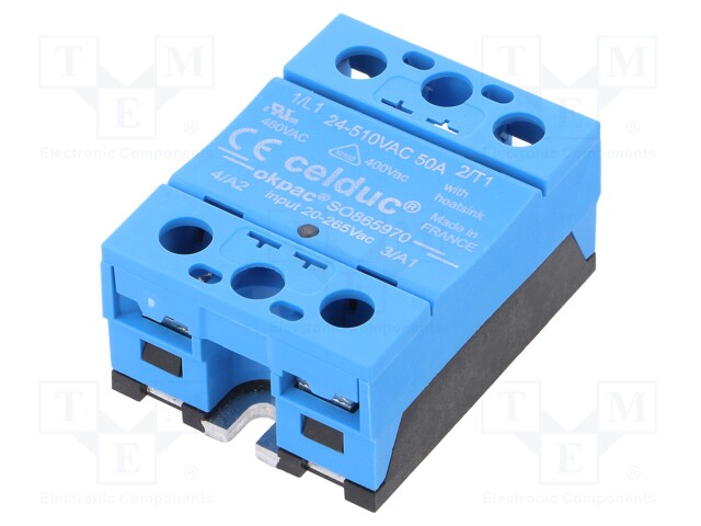 Relay: solid state; Ucntrl: 20÷265VDC; Ucntrl: 20÷265VAC; 50A; IP20