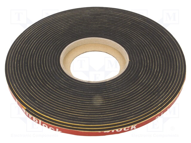 Gasket; EPDM; D: 3mm; black; L: 10m; W: 8mm; Mounting: self-adhesive