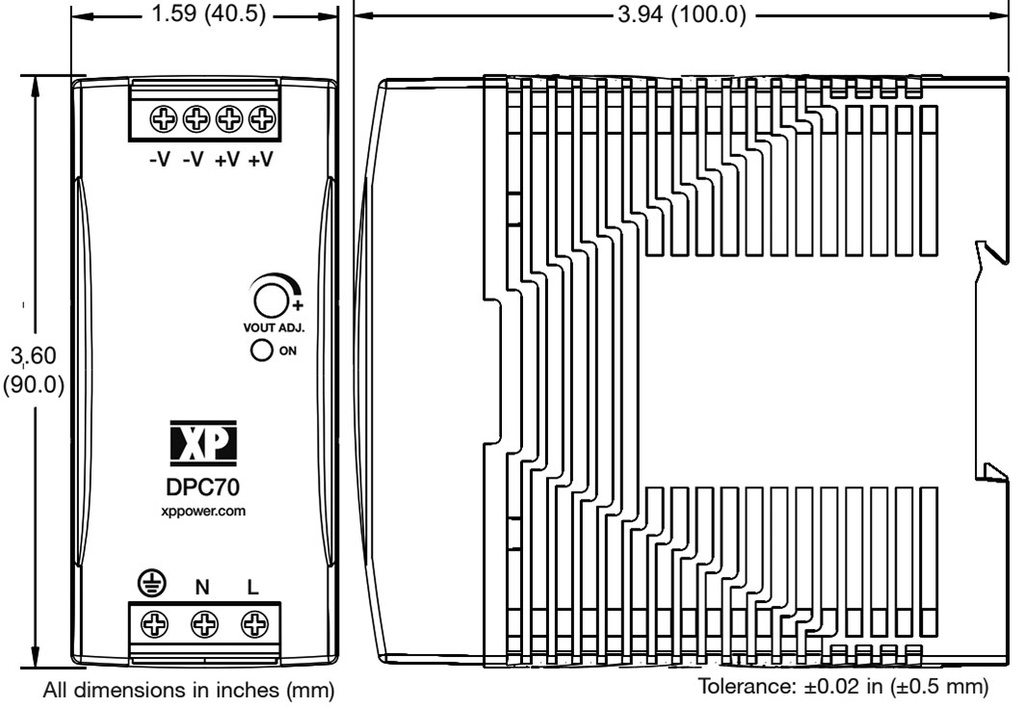 Power supply: switched-mode; 70W; 24VDC; 22.5÷28.5VDC; 3A; 230g