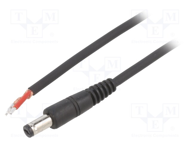 Cable; wires,DC 5,5/1,7 plug; straight; 1mm2; black; 1.5m