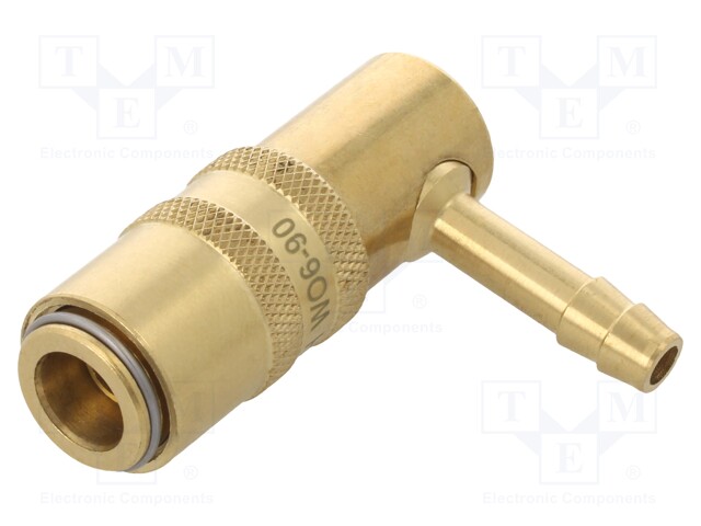 Quick connection coupling; angled 90°; 10bar; Mat: brass; L: 42mm