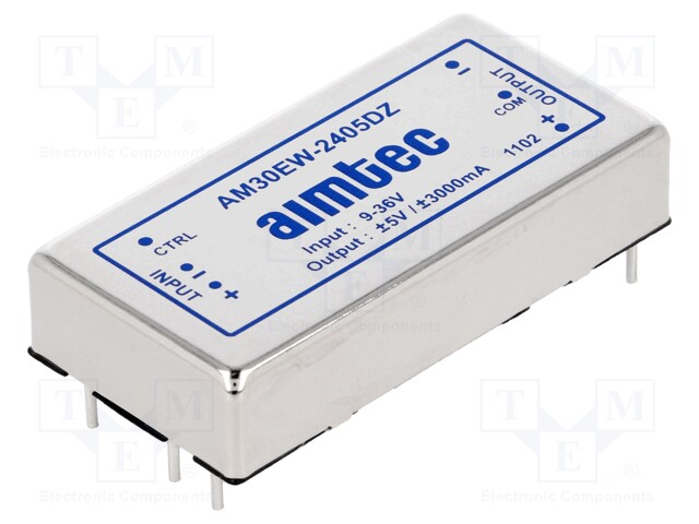 Converter: DC/DC; 30W; Uin: 9÷36V; Uout: 5VDC; Uout2: -5VDC; Iout: 3A