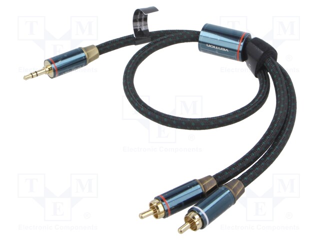 Cable; Jack 3.5mm plug,RCA plug x2; 1m; Plating: gold-plated