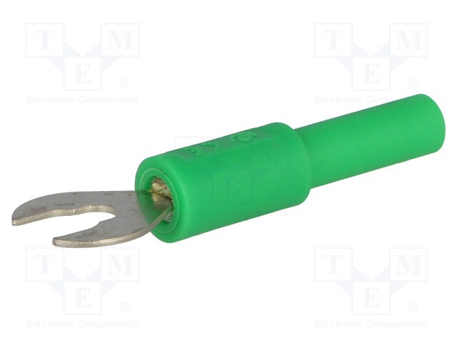 Adapter; banana 4mm socket,fork terminal; 60VDC; 36A; green; 1mΩ