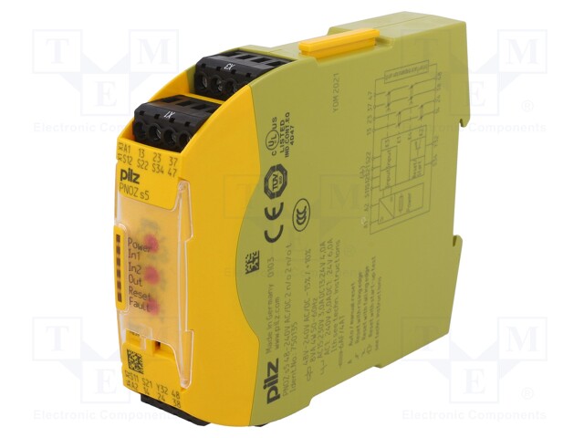Module: safety relay; Series: PNOZ s5; IN: 3; OUT: 4; Mounting: DIN