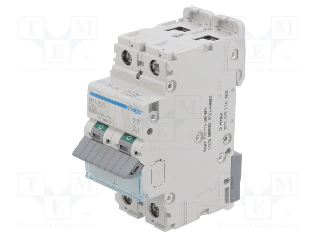 Circuit breaker; 230/400VAC; Inom: 25A; Poles: 2; DIN; Charact: D