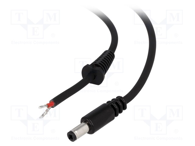 Cable; wires,DC 5,5/2,5 plug; straight; 1mm2; black; 1.5m