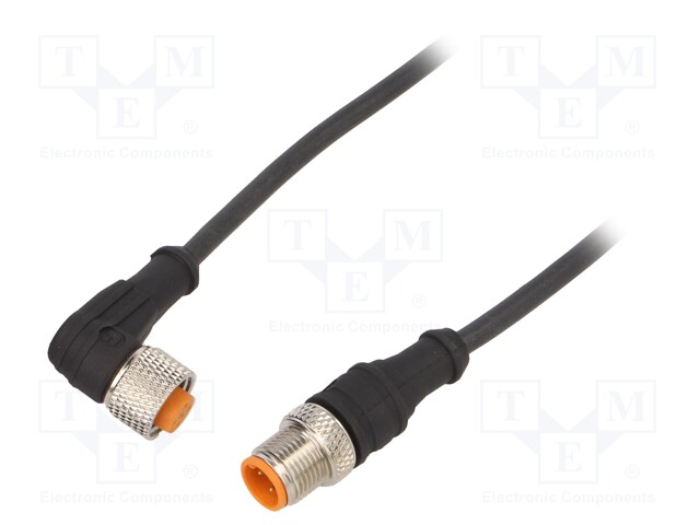 Connection lead; M12; PIN: 4; 2m; plug; 250VAC; 4A; -25÷80°C; IP67