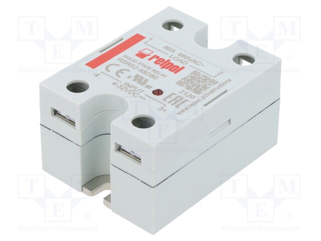 Relay: solid state; Ucntrl: 4÷32VDC; 80A; 48÷530VAC; -30÷80°C; IP20