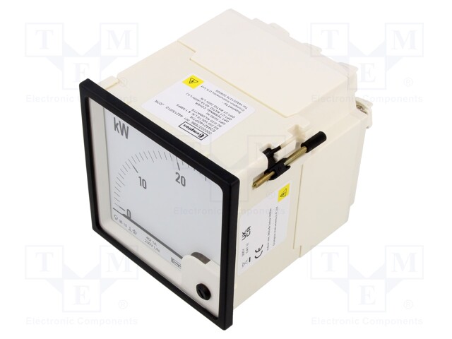 Meter: panel; analogue; 0÷25kW; Iin: 1A; Class: 1,5; 50÷60Hz; panel