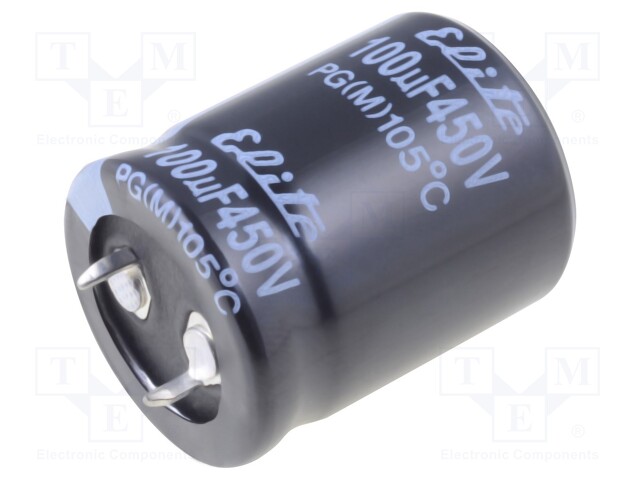 Capacitor: electrolytic; SNAP-IN; 100uF; 450VDC; Ø25x31mm; ±20%