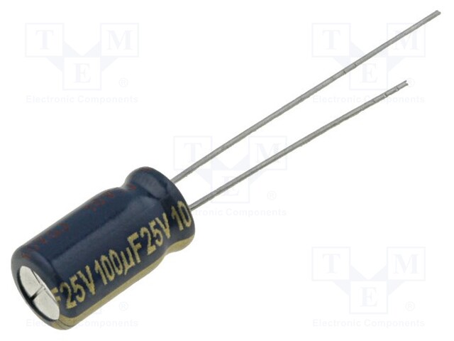 Capacitor: electrolytic; low impedance; THT; 100uF; 25VDC; ±20%