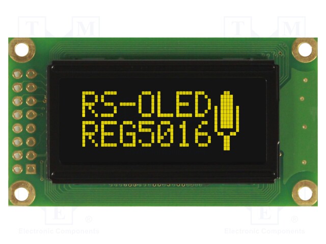 Display: OLED; graphical; 50x16; Dim: 58x32x10mm; yellow; PIN: 16