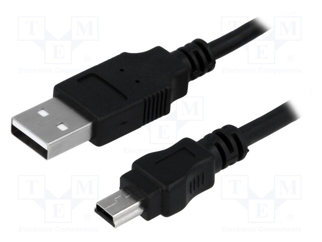 Cable; USB 2.0; USB A plug,USB B mini plug; nickel plated; 1.8m