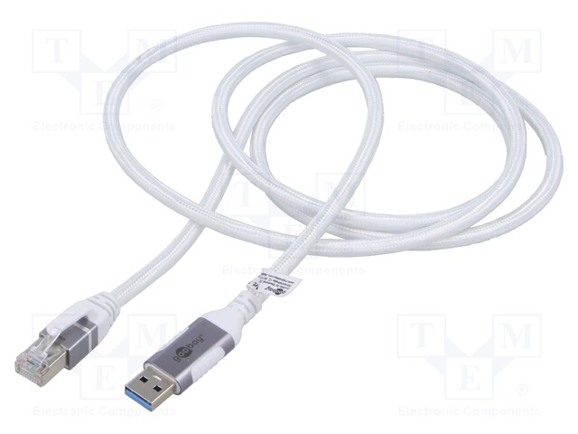 Cable; USB 3.0; RJ45 plug,USB A plug; nickel plated; 1.5m; white