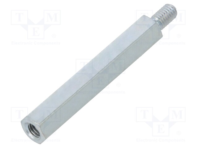 Screwed spacer sleeve; Int.thread: M3; 30mm; Ext.thread: M3; steel